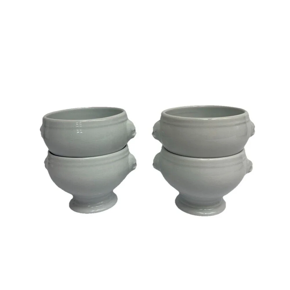 Revol French La Porcelaine Mini Lion Head Bowls White French Country Set of 4